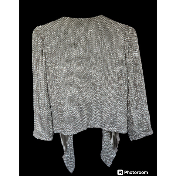 Parker Open Front Embellished 3/4-Sleeves Night Out Jacket S - Picture 4 of 4